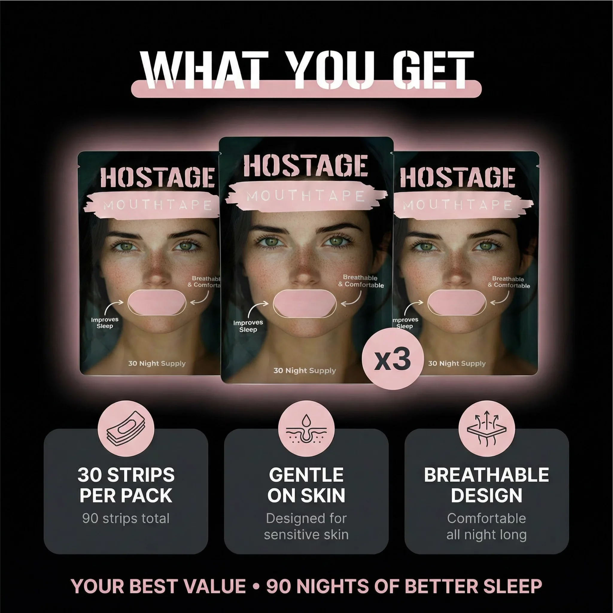 Hostage Mouth Tape Buy 2 Get 1 FREE - Starter Pack - Women's - Image 4